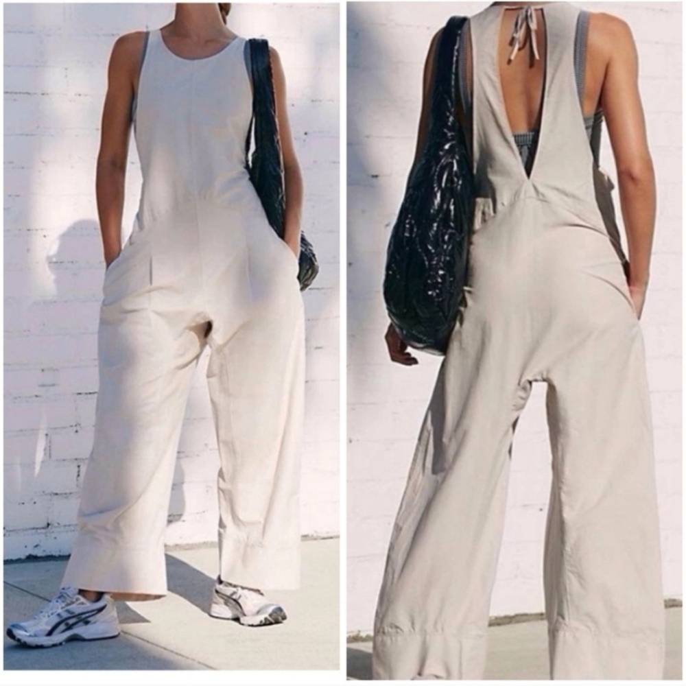 Free People Cream Wide-Leg Jumpsuit with Open Back SIZES XSP, S